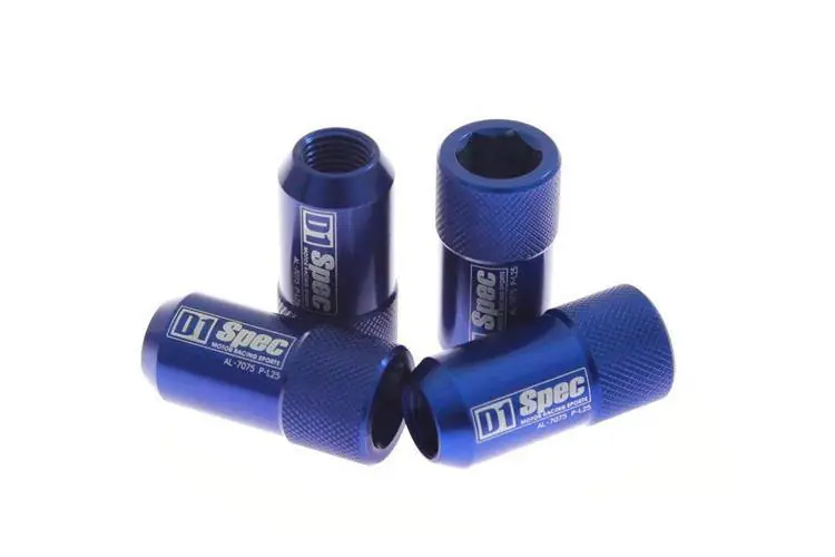 Rabat Kute nakrętki D1Spec HEX Alu M12x1,5 Niebieskie