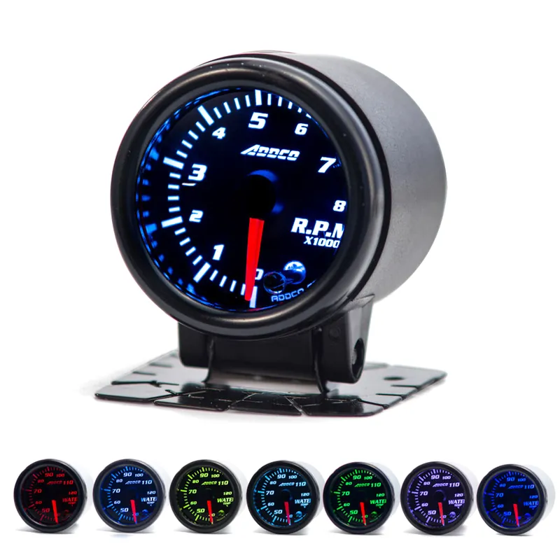Niska cena Zegar wskaźnik ADDCO 52mm Obrotomierz 7 kolorów LED 8000RPM