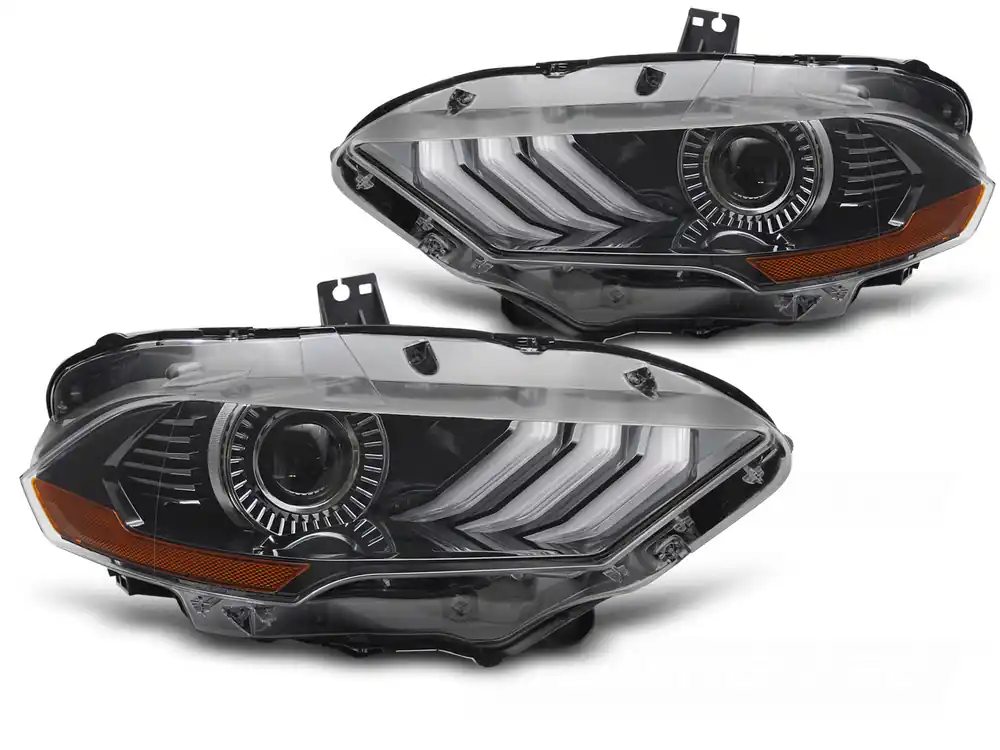 Ostatnie sztuki Lampy przednie LED RGB DRL BLACK FORD MUSTANG 18-21