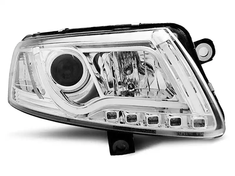 Lampy przednie XENON TUBE LIGHT DRL CHROME AUDI A6 C6 04-08 Nie przegap