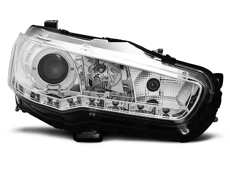 Dostępne od ręki Lampy przednie MITSUBISHI LANCER 8 08-16 (+DRL) CHROME
