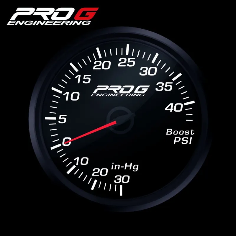 Wskaźnik Pro G Race Series RC, doładowania Boost 40 PSI WHITE 52mm Promocja
