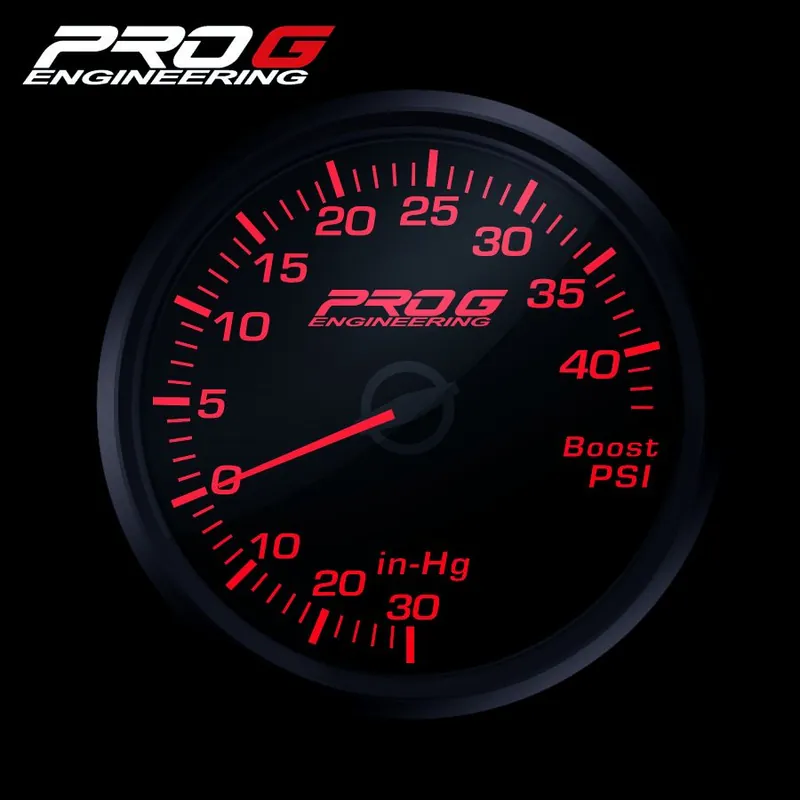 Wskaźnik Pro G Race Series RC, doładowania Boost 40 PSI RED 60mm Nowy