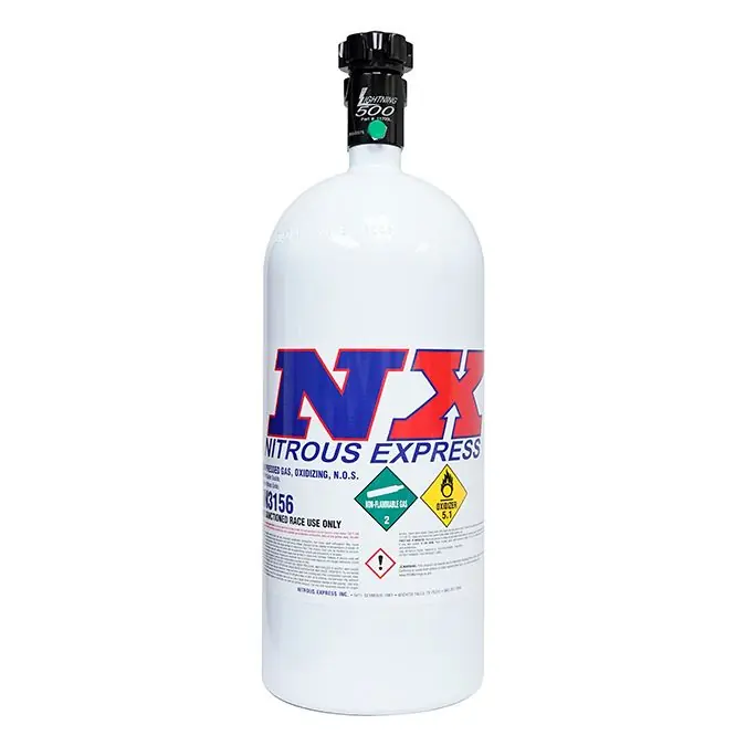 10Lb Bottle Lightning 500 Valve 6AN Nipple 6.89 Dia x 20.19 Tall Nitrous Express NX 11100-6 Nowy