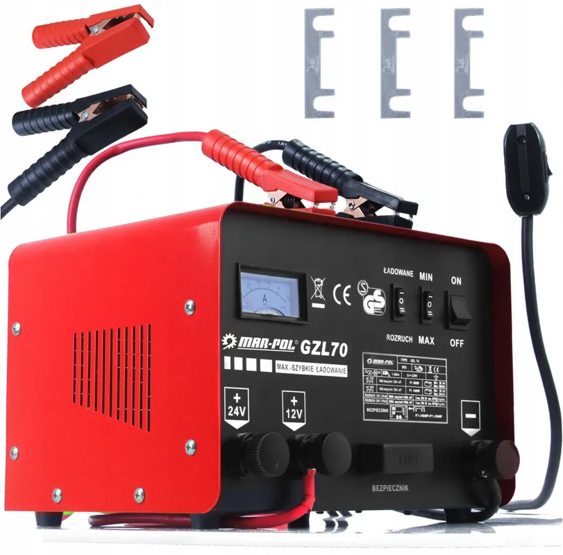 Oferta limitowana Prostownik samochodowy z rozruchem do akumulatorów 200a 12v 24v 50-500ah MAR-POL