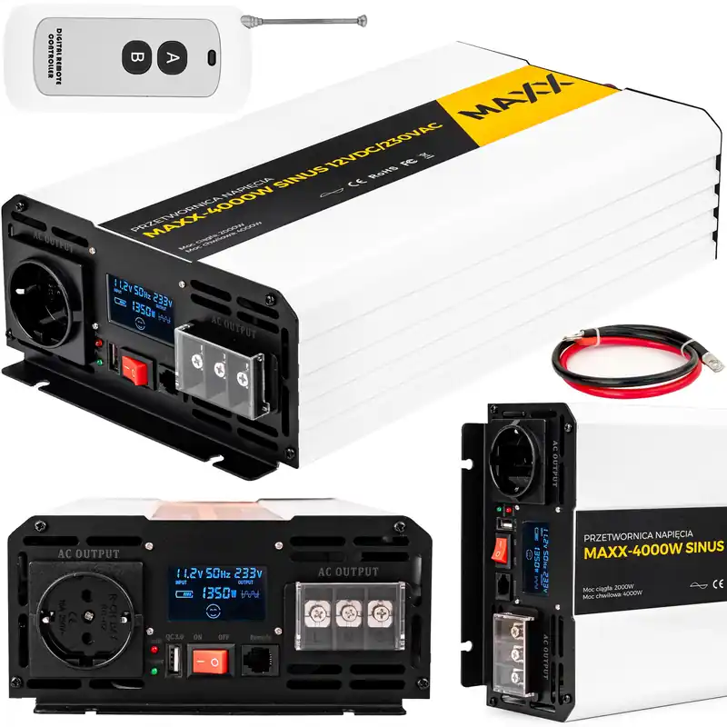 Przetwornica prądu napięcia czysty sinus 12v 230v 2000/4000w MAXX 4SUN Hit sprzedaży
