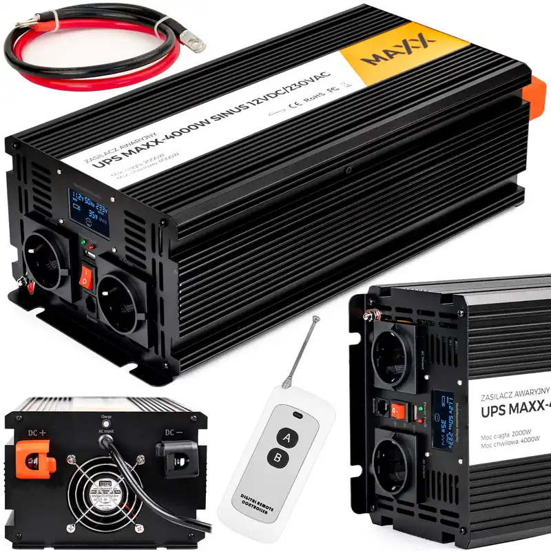 Przetwornica prądu napięcia UPS sinus 12v 230v MAXX 2000/4000W LCD PILOT 4SUN Kup online